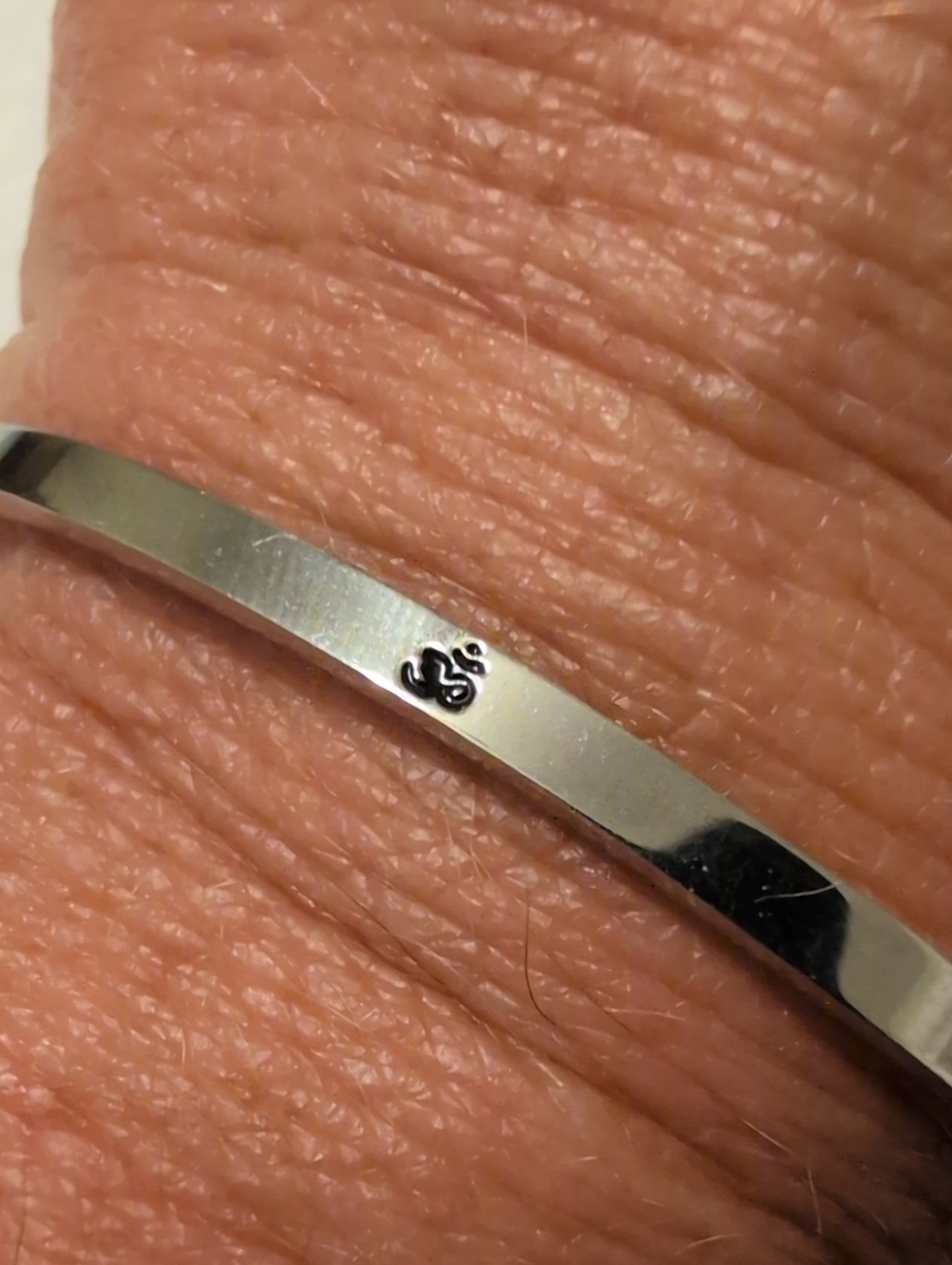 Silver Tone Women's OM Symbol Mantra Band
